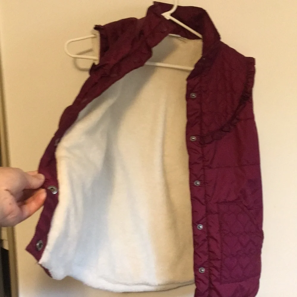Roxy Estilo Sherpa Lined Maroon Girls Large Puffer Vest